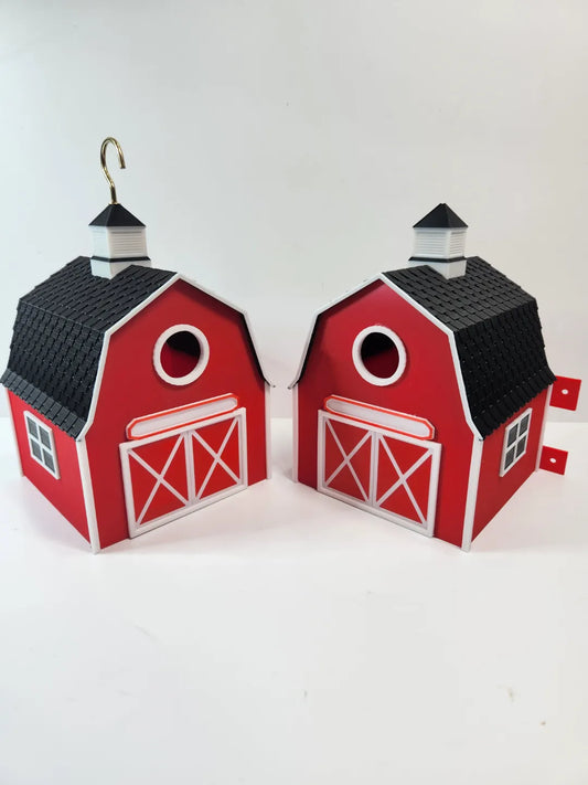 🏡 Piros Pajta Stílusú Madáretető – Farm Hangulat a Kertedbe 🐦